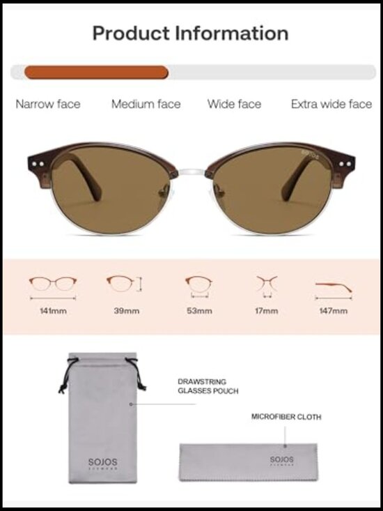 Polarized Oval Sunglasses with UV400 Protection, Plastic Frame main image 5
